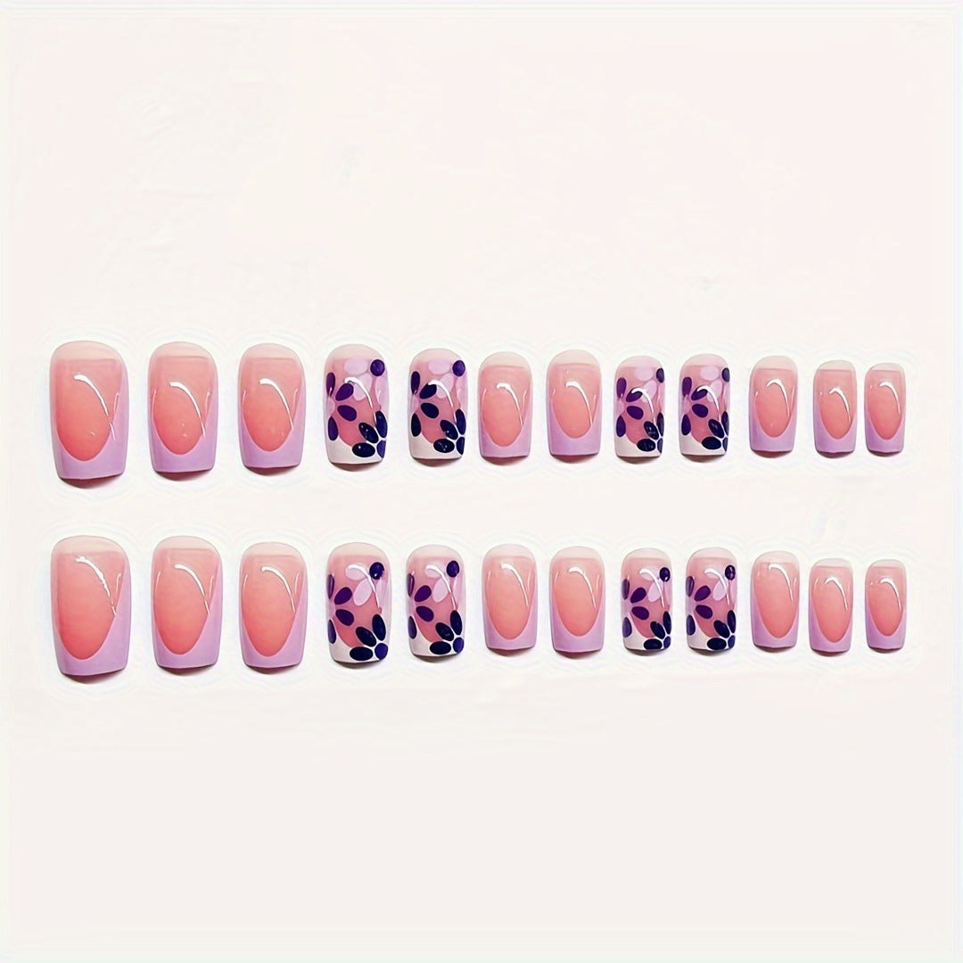 Decorative Press-On Nail Art Set with Floral Design Acalora