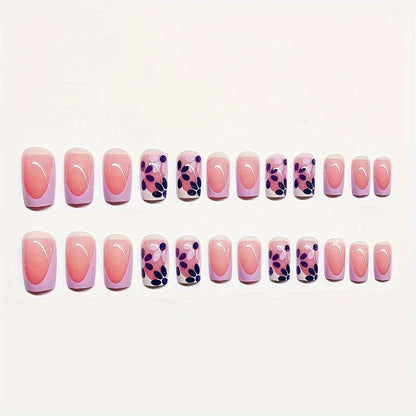 Decorative Press-On Nail Art Set with Floral Design Acalora
