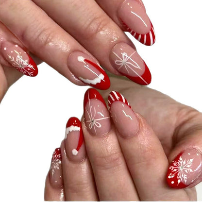 Festive Holiday-Themed Press-On Nail Set Acalora
