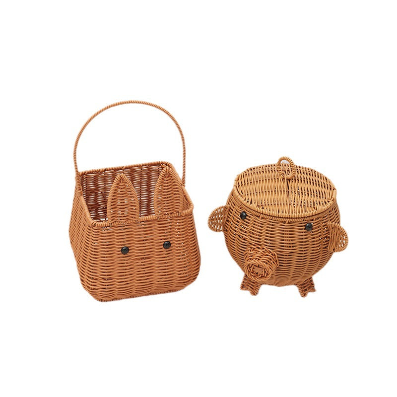 Decorative Animal-Shaped Woven Storage Basket Acalora