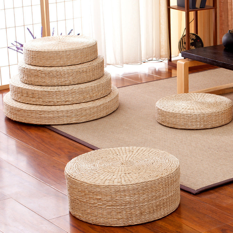 Handwoven Pouf in Boho Style Acalora