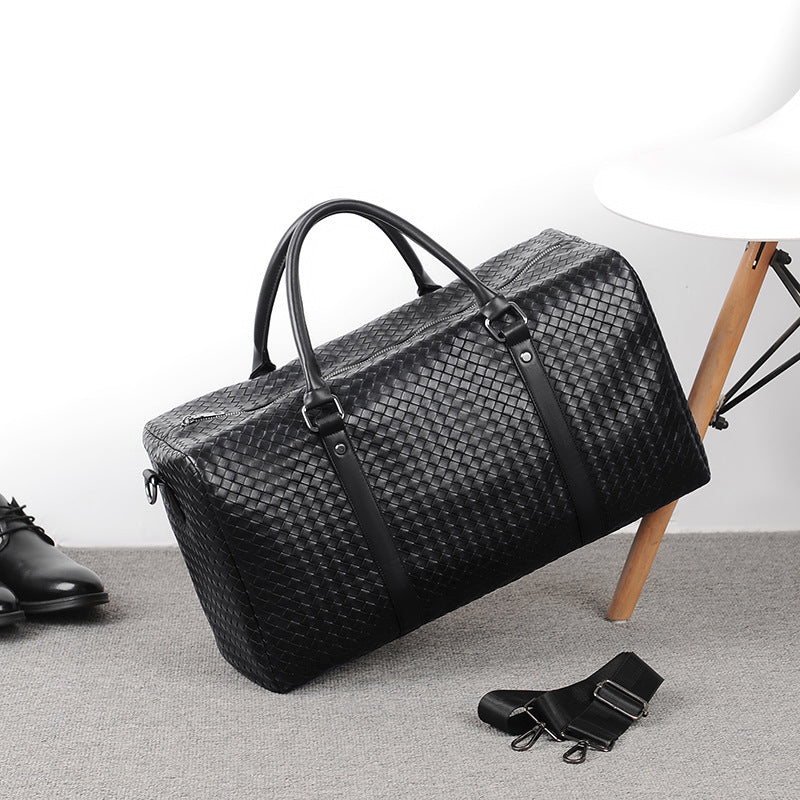 Premium Woven Leather Duffel Bag Acalora