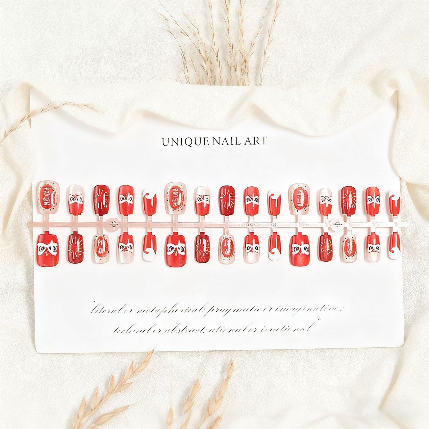Fake nail set with unique animal motifs and elegant accents Acalora