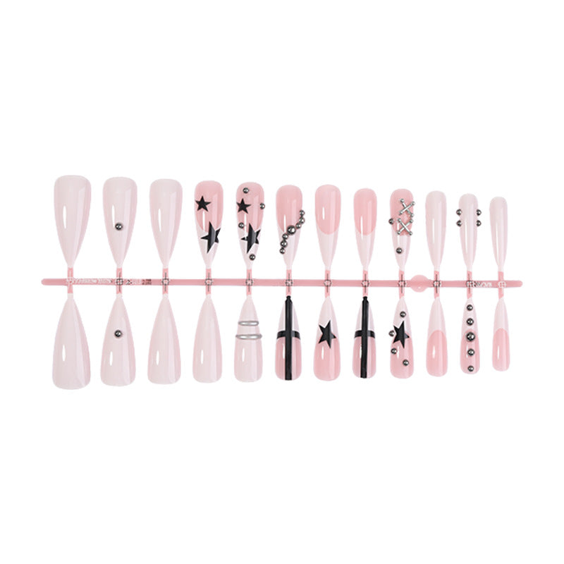 Decorative Press-On Nail Art Set with Star and Gem Accents Acalora