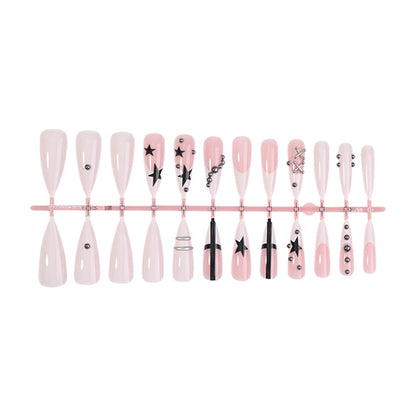 Decorative Press-On Nail Art Set with Star and Gem Accents Acalora