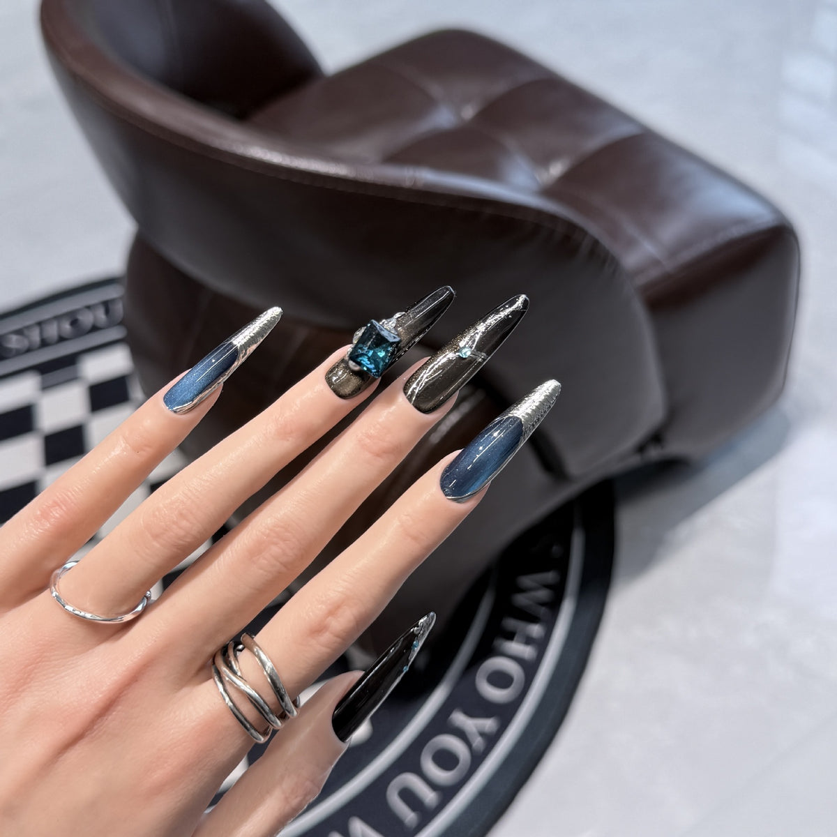 Stiletto Nail Art Set with Galactic Design Acalora