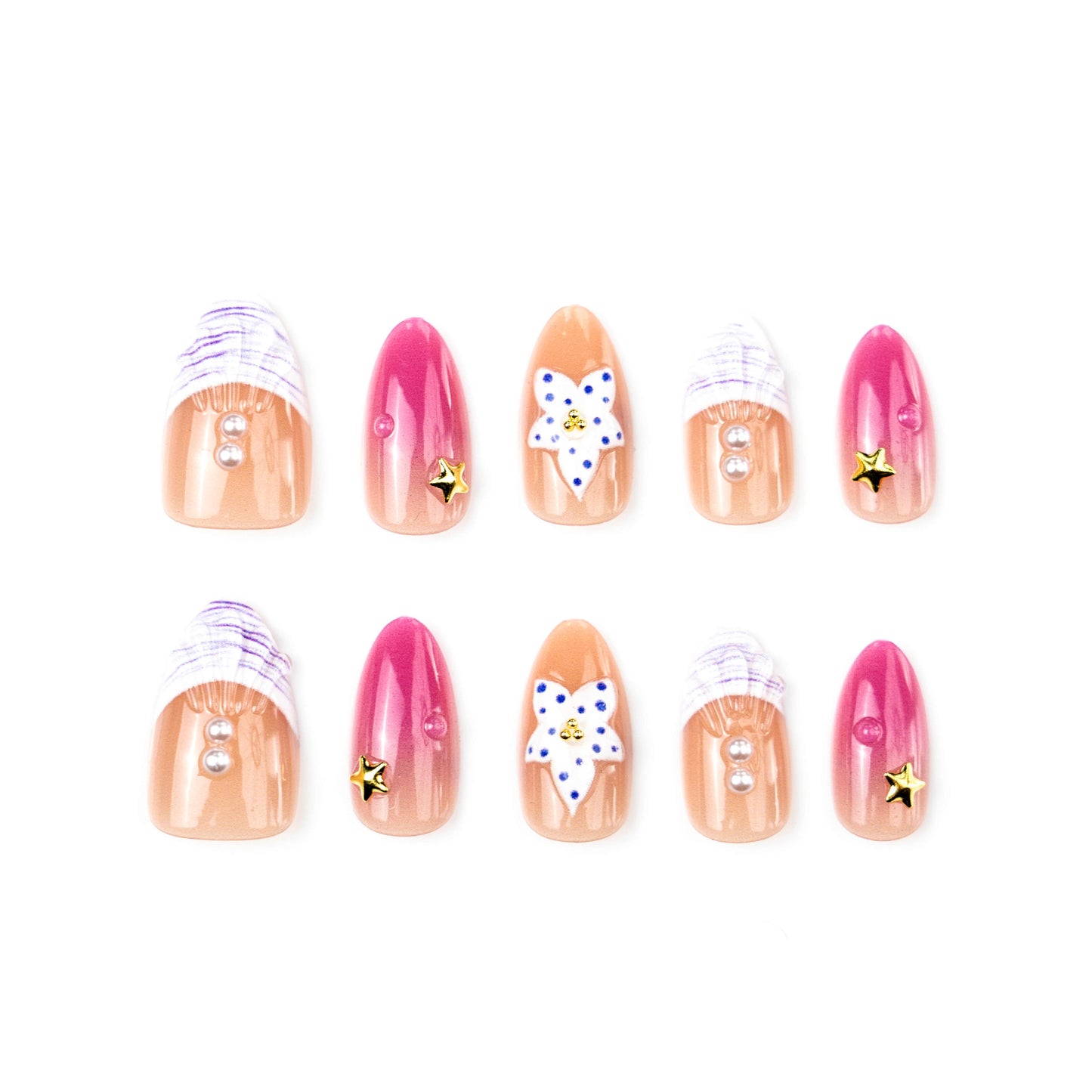 Artificial nails with floral design and glamorous accents Acalora