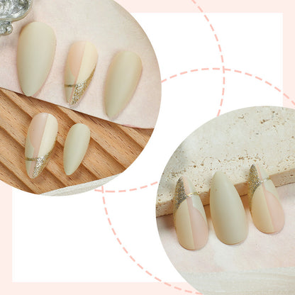 Elegant Press-On Nail Set with Artistic Gold Accents Acalora