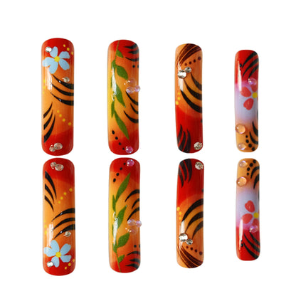 Artistic Floral and Ombre Press-On Nails Acalora