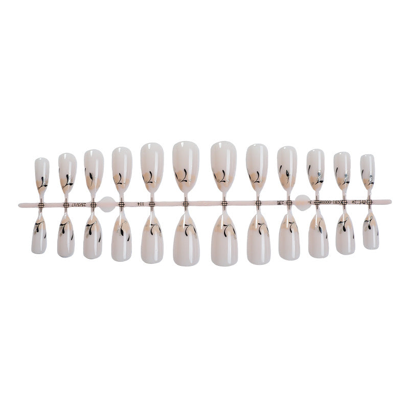 Decorative Press-On Nail Set with Artistic Floral Design Acalora