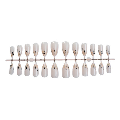 Decorative Press-On Nail Set with Artistic Floral Design Acalora