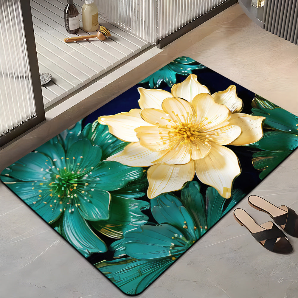 Floral-Themed Plush Bath Mat