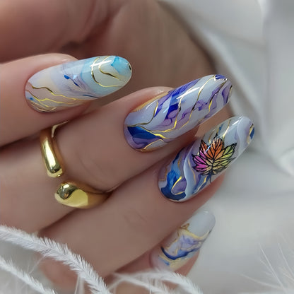 Artificial nails in elegant floral design Acalora