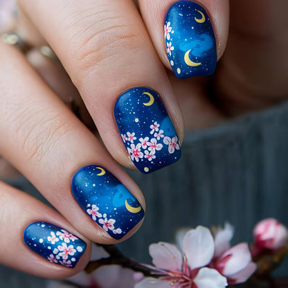 Artistic Night Sky Floral Nail Art Acalora