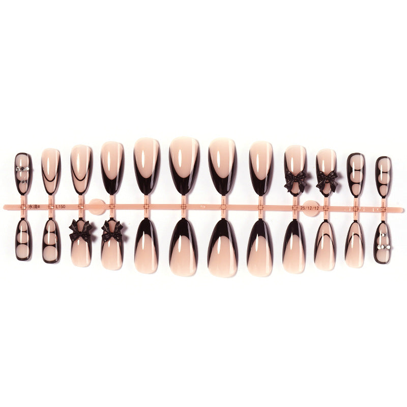 Ombre Press-On Nail Set with Decorative Elements Acalora