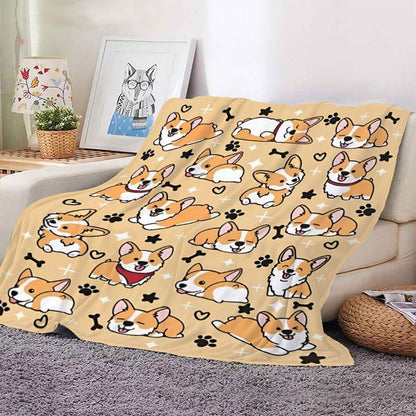 Cute Corgi-Themed Plush Blanket