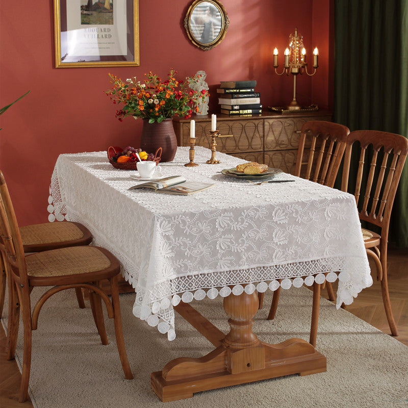 Elegant Embroidered Lace Table Cover
