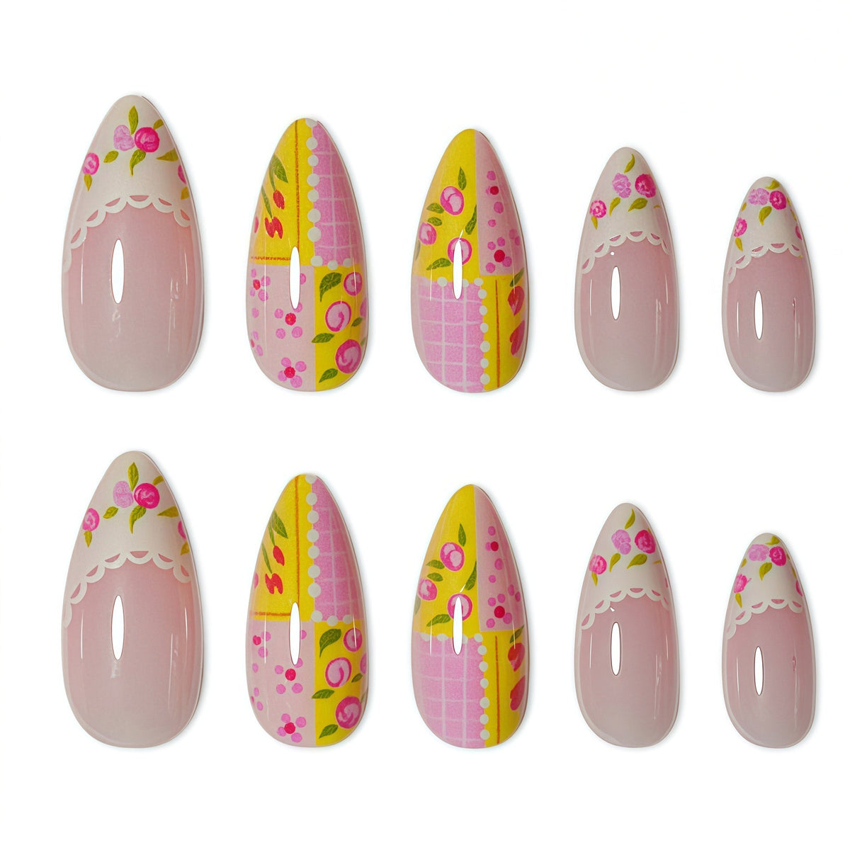 Elegant Floral Design Press-On Nails Set Acalora
