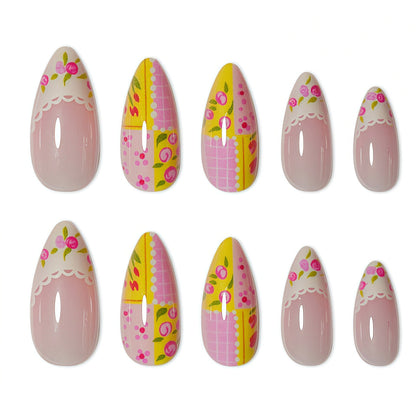 Elegant Floral Design Press-On Nails Set Acalora