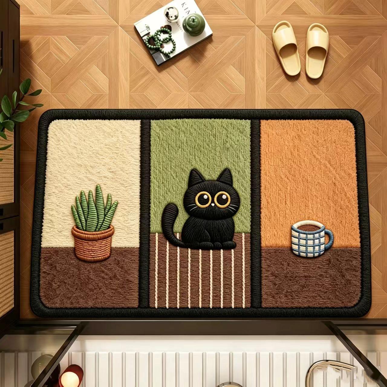 Cute Cat-Themed Half-Moon Area Rug