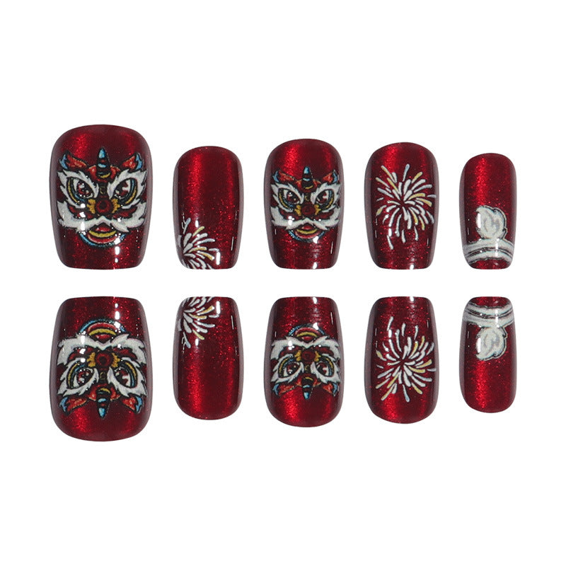 Artistic Holiday-Themed Press-On Nail Design Acalora