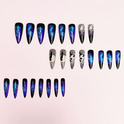 Artistic Moonlit Raven Nail Design Acalora