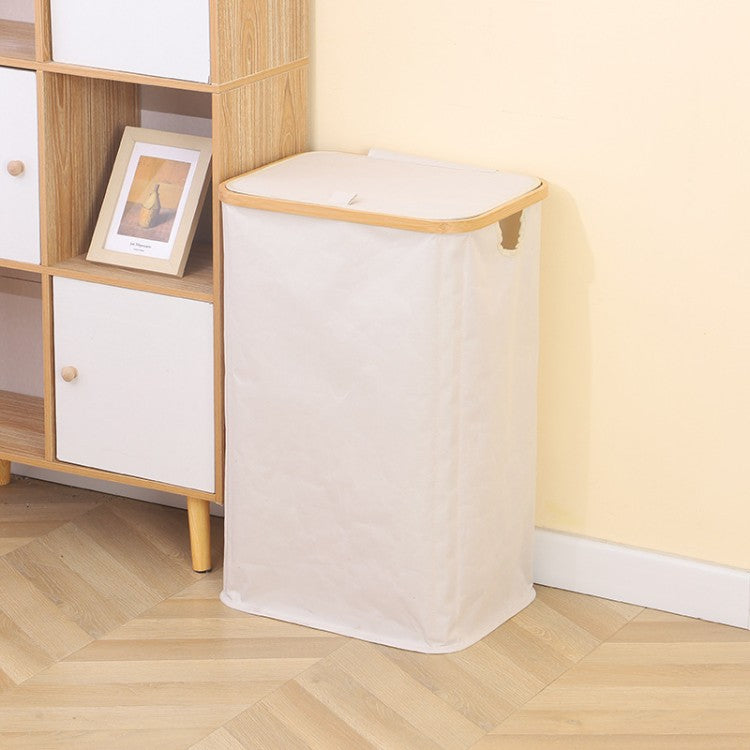 Stylish laundry basket with wooden lid Acalora