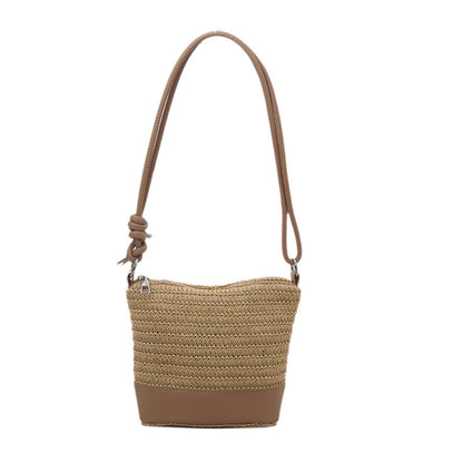 Woven Straw and Leather Crossbody Bag Acalora