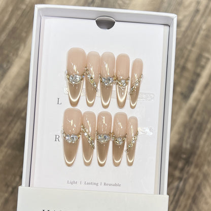 Elegant Stiletto Press-On Nail Set with Rhinestone Design Acalora