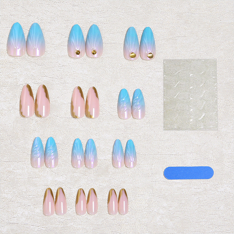 Acrylic nail set with glitter and shell design Acalora