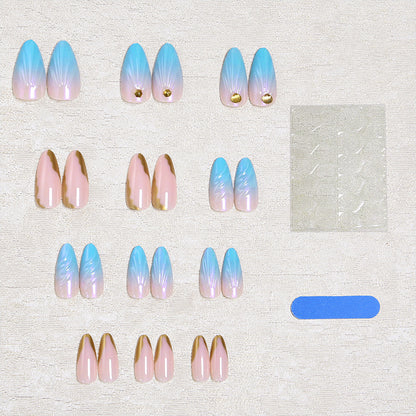 Acrylic nail set with glitter and shell design Acalora
