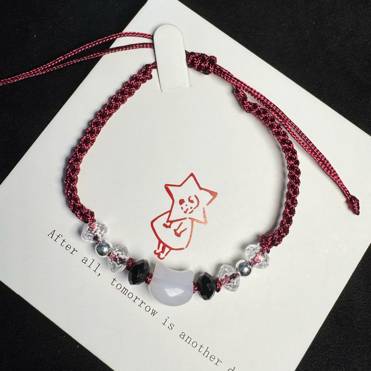 Adjustable Cat-Themed Macrame Friendship Bracelet Acalora