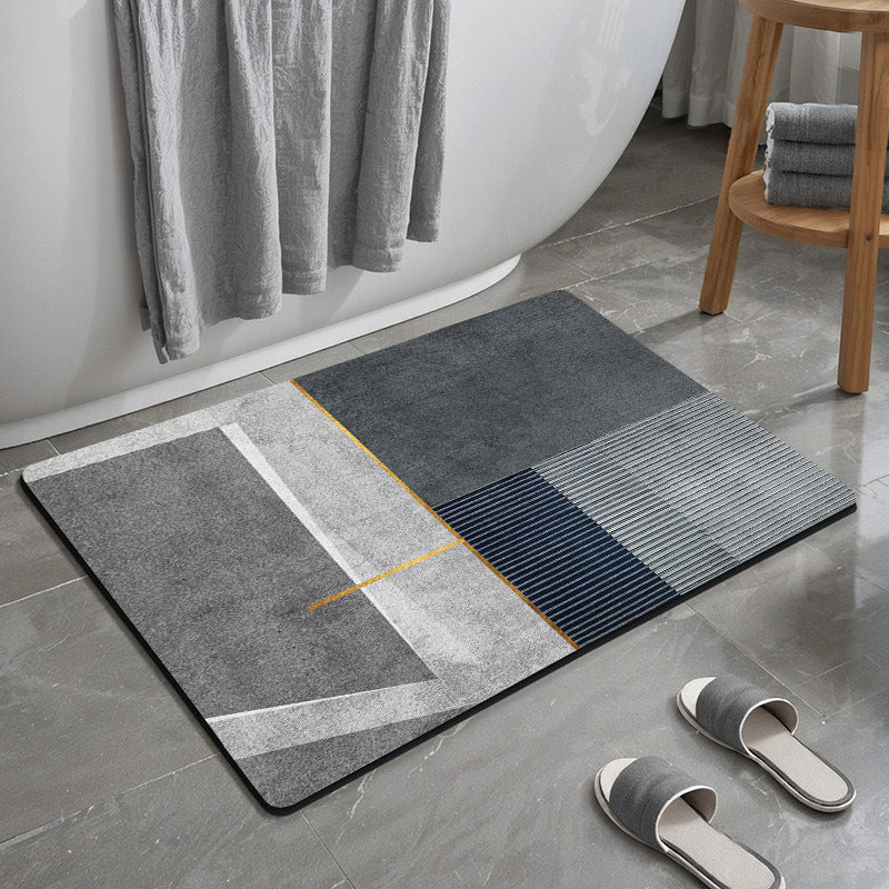 Textured Geometric Bath Mat Acalora