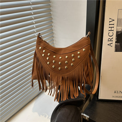 Bohemian Fringe Detail Crossbody Bag Acalora
