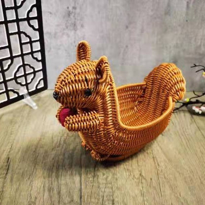 Decorative Woven Dog-Shaped Storage Basket Acalora