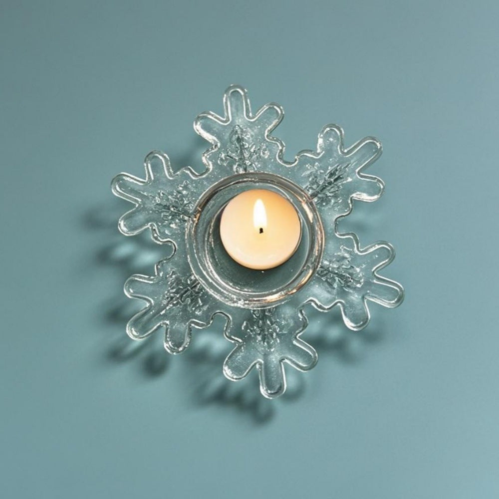 Snowflake-Shaped Glass Tealight Candle Holder Acalora