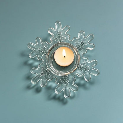 Snowflake-Shaped Glass Tealight Candle Holder Acalora