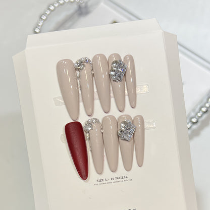 Rhinestone-Embellished Stiletto Nail Art Set Acalora
