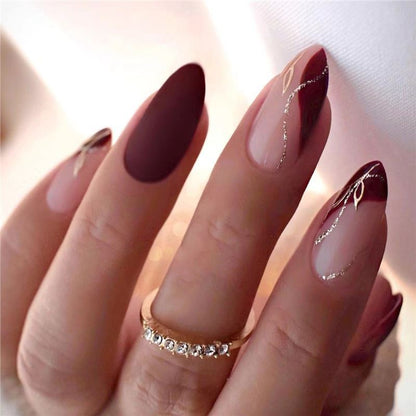 Decorative Stiletto Press-On Nail Art with Floral Accents Acalora
