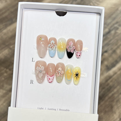 Artistic Floral Press-On Nail Art Set Acalora