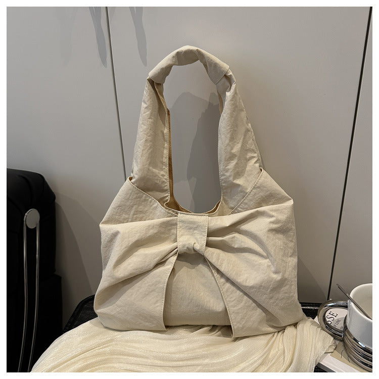 Bow Accent Fabric Tote Bag Acalora