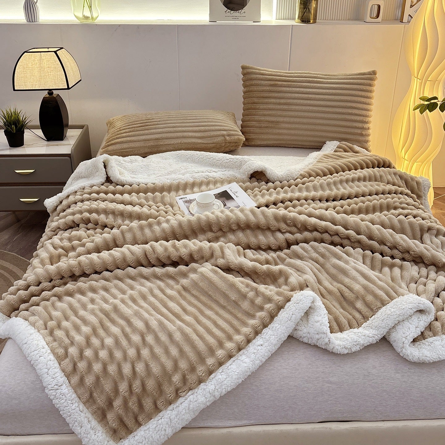Luxurious Plush Stripe Fleece Blanket