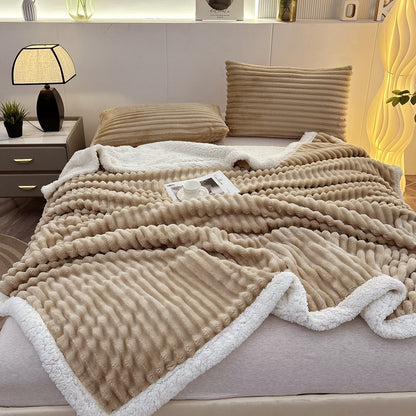 Luxurious Plush Stripe Fleece Blanket