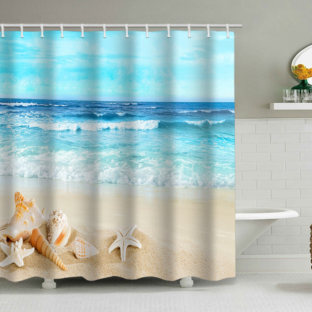 Beach-Themed Shower Curtain Bowlift