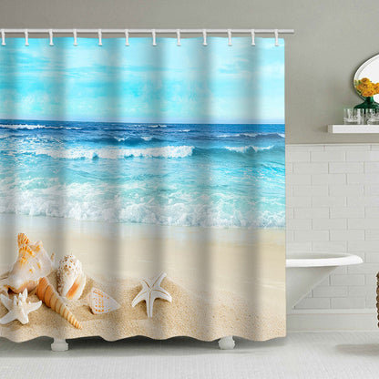 Beach-Themed Shower Curtain Bowlift