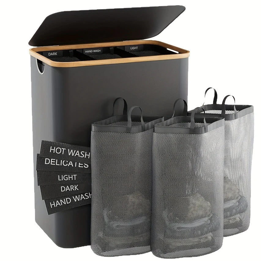 Laundry separation system with bamboo lid Acalora