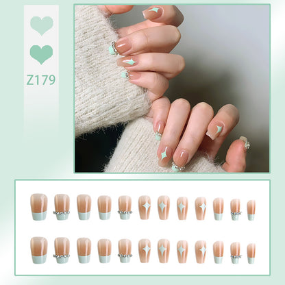 Acrylic nail set with elegant geometric decorations Acalora