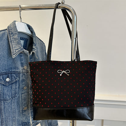 Heart-Embellished Canvas Tote Bag Acalora