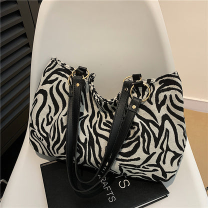 Stylish Zebra Print Canvas Tote Bag Acalora