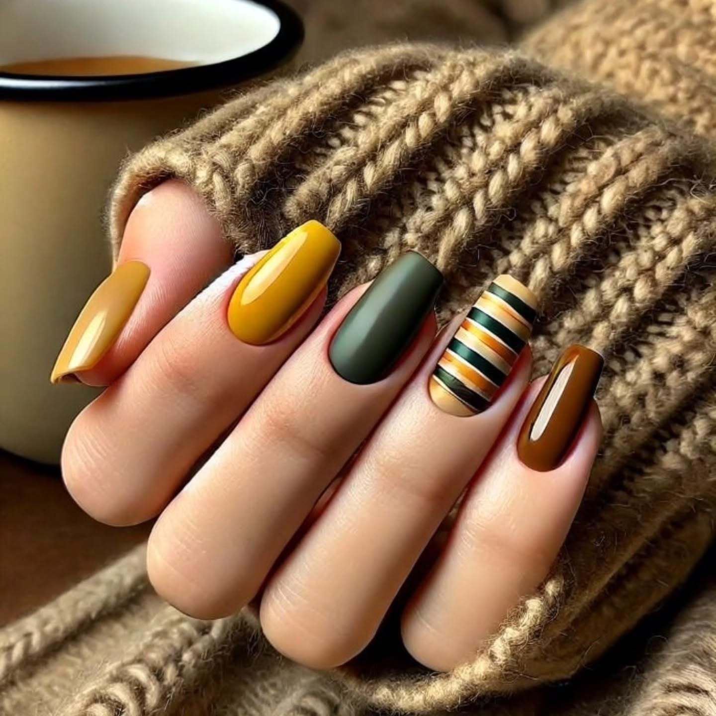 Artificial nails with modern geometric design Acalora
